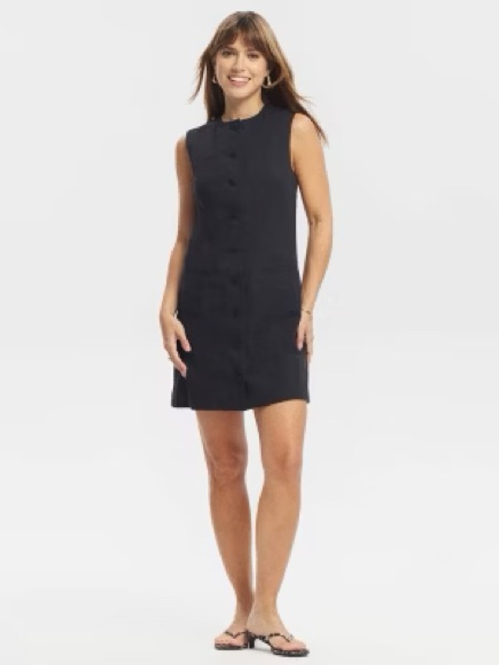 a new day Black Sleeveless Button-Front Mini Dress